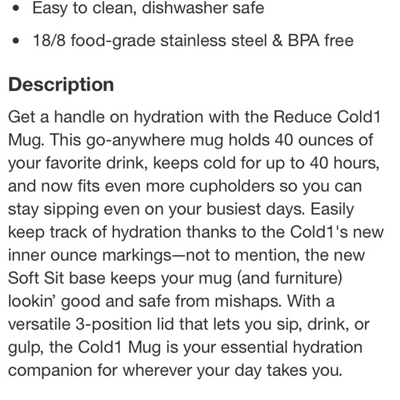 REDUCE COLD 40oz TUMBLER - Picture 12 of 13